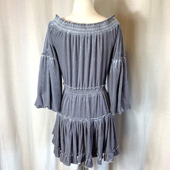 MISA Los Angeles Gray Velvet Offthe Shoulder Dress - Picture 4 of 16